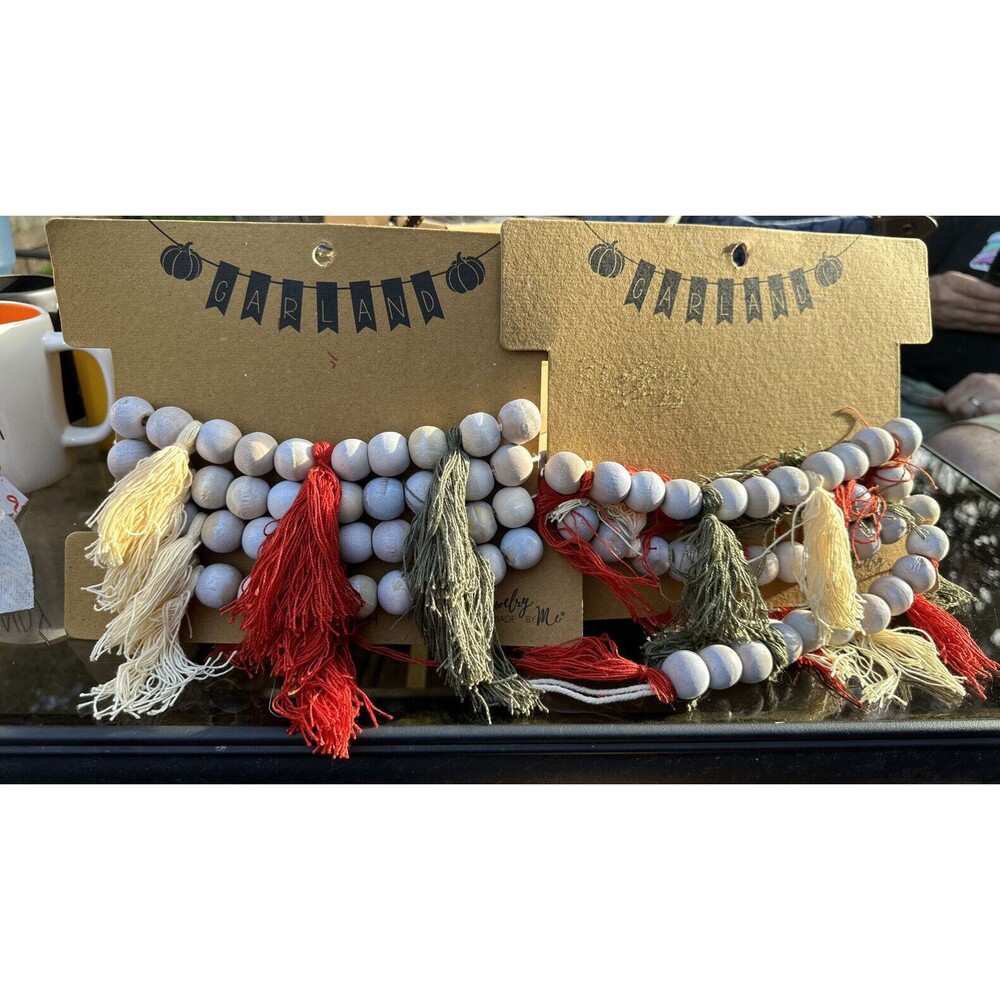 Fall Garland From Jewelry Made By Me Includes Two 6’ Wood And Tassel Strands New
